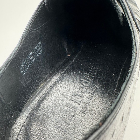 Paul Fredrick Oxford Shoes Mens 10 Black Ostrich Embossed Leather Made in Italy main image 10